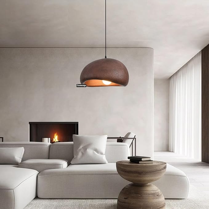 15.7in Wabi Sabi Pendant Light, Kitchen Island Lighting Fixture Ceiling Mount Japanese Lamp Japandi Chandelier for Dining Living Room Hallway Bedroom Restaurant Hanging Lamp, Brown 1 Pack