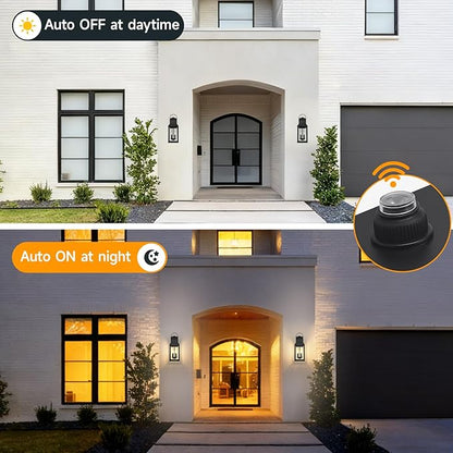 tewei Dusk to Dawn Outdoor Lighting Fixture, 20'' Large Porch Lights Outdoor Sconce Lights, 2-Light Black Exterior Lights for House Waterproof Outside Patio Lanterns for House Garage, 2-Pack