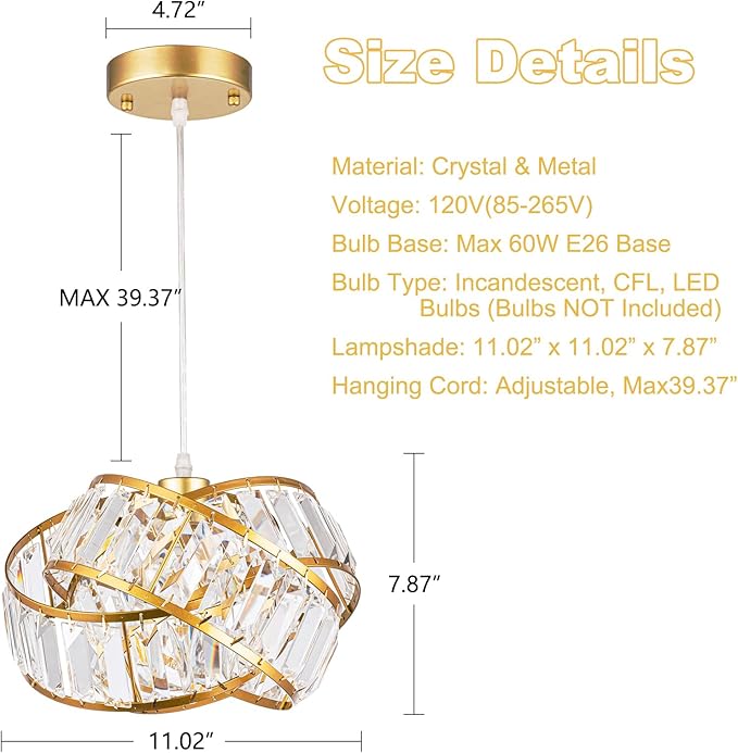 Modern Crystal Chandelier Light Fixure Mid Century Modern Geometric Golden Retro Ring Chandelier Modern Small Crystal Gold Chandeliers for Dining Room, Kitchen Island, Bedroom, Hallyway