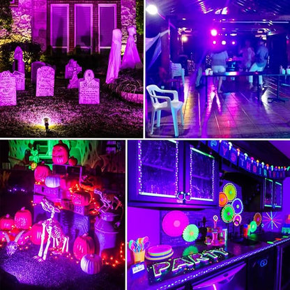 4 Pack 30W Black Light, Blacklight Flood Light with Plug & Switch, IP66 Waterproof Outdoor Black Light Spotlight for Dance Party Fluorescent Poster Body Paint Neon Glow in The Dark Stage Lighting