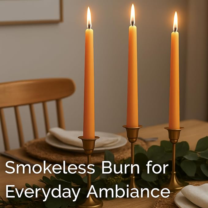 Stonebriar Unscented Taper Candles – 7 Hour Burn Time, Long-Lasting Wax Candles for Weddings, Holidays, Home Décor & Special Events, Pack of 4, Orange, 10"