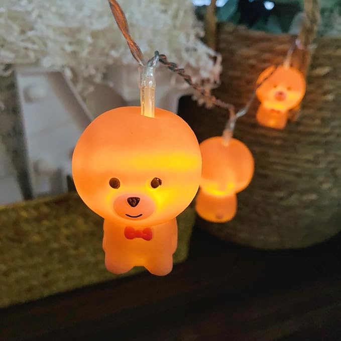 1.65M Cute Animal Dog Shape 10 Led Painted Dog Fairy Lights Lucky Puppy String Lights USB Powered for Halloween Christmas Thanksgiving Home Party Children Kids Bedroom Decoration (Lucky Puppy)