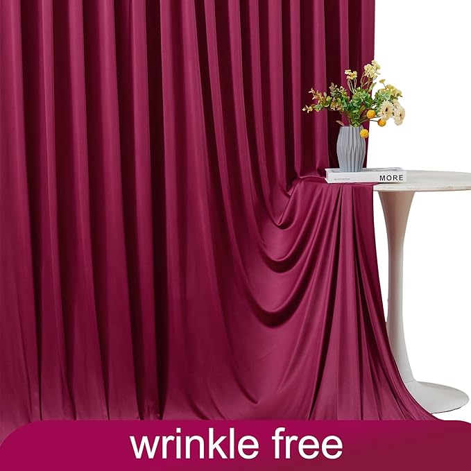 20ft x 10ft Burgundy Backdrop Curtain for Parties Wedding Maroon Wrinkle Free Backdrop Drapes Panels for Birthday Party Bridal Shower Photo Photography Polyester Fabric Background Decoration