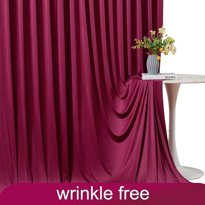 30ft x 10ft Burgundy Backdrop Curtain for Parties Wedding Maroon Wrinkle Free Backdrop Drapes Panels for Birthday Party Bridal Shower Photo Photography Polyester Fabric Background Decoration