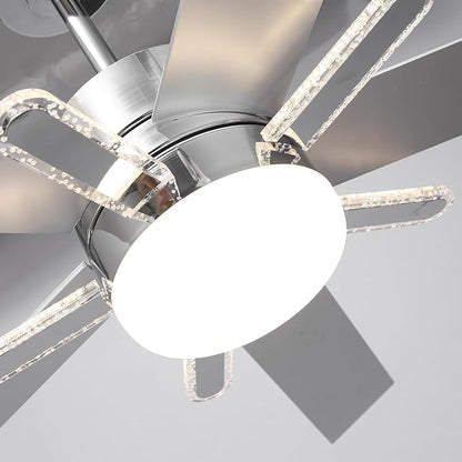 52-Inch DC Motor Ceiling Fan with LED Light and Remote, 5 Silver Plywood Blades, Reversible, Chrome Finish, 3 Color Temperatures, Dimmable Lighting, Energy Efficient Indoor Ceiling Fan