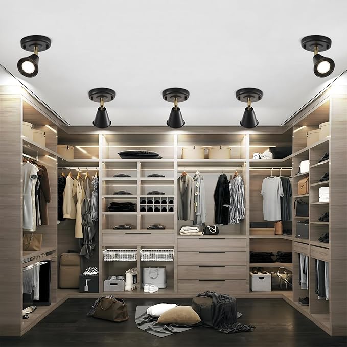 Modern Flush Mount Ceiling Spot Light, Adjustable Directional Head, Black Spot Lights Indoor, Ceiling/Wall Mounted Single Track Light for Living Room, Corridor, Stairs.（2 Pack ）