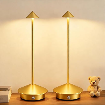 2 Pack Aluminum Cordless Table Lamp, 6000mAh Rechargeable Table Lamps, Portable Touch LED Lamp, Outdoor Waterproof Dimmable Cordless Rechargeable Table Lamps for Restaurant/Patio- Black (Jinse)