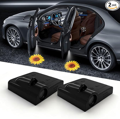 Sunflower Car Accessories Decor Gifts Sunflower Car Door Light Projector 2PCS Car Door Projector Lights LED Shadow Ghost Welcome Lights by FLYEEGO