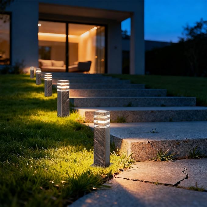 SLAWA 15In Pathway Lights Bronze E26 Outdoor Landscape Path Lights Die-Casted Aluminum Walkway Lights Modern Landscape Sideway Lighting IP65 Waterproof Patio Porch Exterior Floor Lamp with Bulbs
