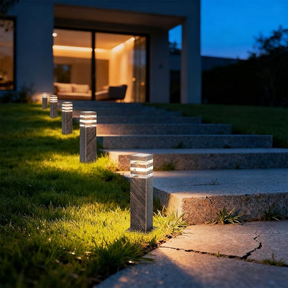 SLAWA 15In Pathway Lights Bronze E26 Outdoor Landscape Path Lights Die-Casted Aluminum Walkway Lights Modern Landscape Sideway Lighting IP65 Waterproof Patio Porch Exterior Floor Lamp with Bulbs