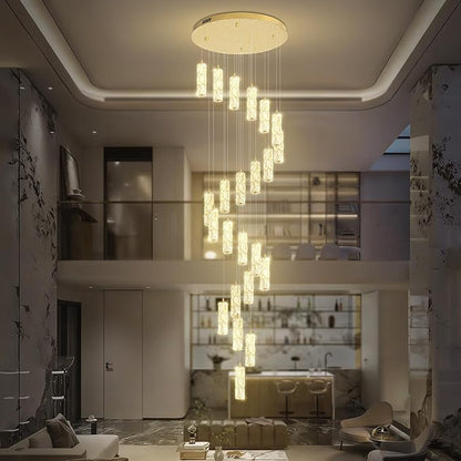 ykolupty Modern Crystal Chandelier 24-Lights Gold Chandeliers Lighting Fixture High Ceiling Chandelier Suitable for Living Room Staircase Villa