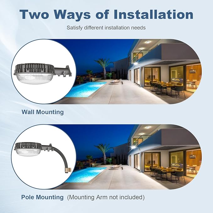 KUKUPPO 120W LED Barn Light with Photocell, ETL Listed 16,800LM LED Yard Light Outdoor, IP65 Waterproof, 5000K Daylight LED Pole Light Area Security Flood Light Fixture for Yard, Barn, Farm, Street