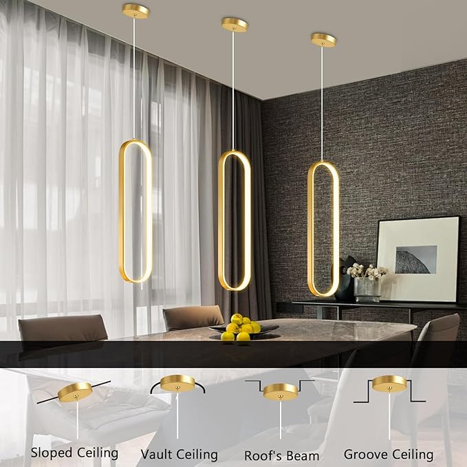 Ring Chandelier Modern LED Dimmable Pendant Lighting Adjust Ceiling Light for Kitchen Island Foyer Lobby Living Room Staircaes Gold