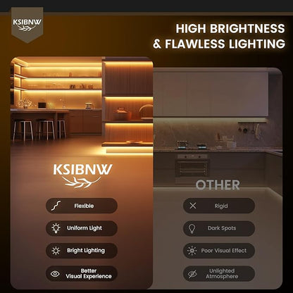 COB LED Strip Lights 32.8ft/10m, 24V LED Light Strip, Warm White 3000K Under Cabinet Lighting, Super Bright Flexible Tape Lights for Bedroom,Mirror,Kitchen,Living Room(Power Supply Not Included)