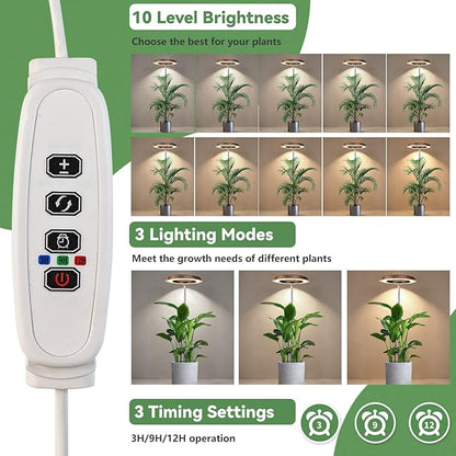 Wood Grain Grow Lights for Indoor Plants Plant Growing Lamp, Full Spectrum Plant Lights for Indoor Growing (Wood Color Without Base, 2 Pack)