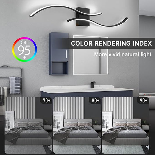 CANEOE Modern Led Wall Light, 39inch Black Indoor Led Wall Sconce Lighting, Bathroom Vanity Light Fixtures Over Mirror for Living Room Hallway Bedroom Bedside Wall Lamp (Cool White, 6000K)