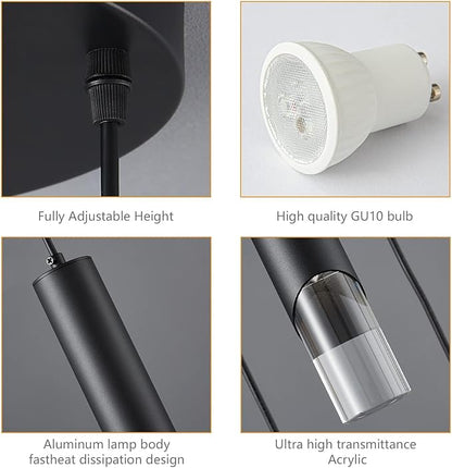 Modern Pendant Light Kitchen Light Fixture Dimmable LED Black Mini Pendant Lights Dinning Room Black Pendant Lighing for Kitchen Island Bedroom (5-Light)