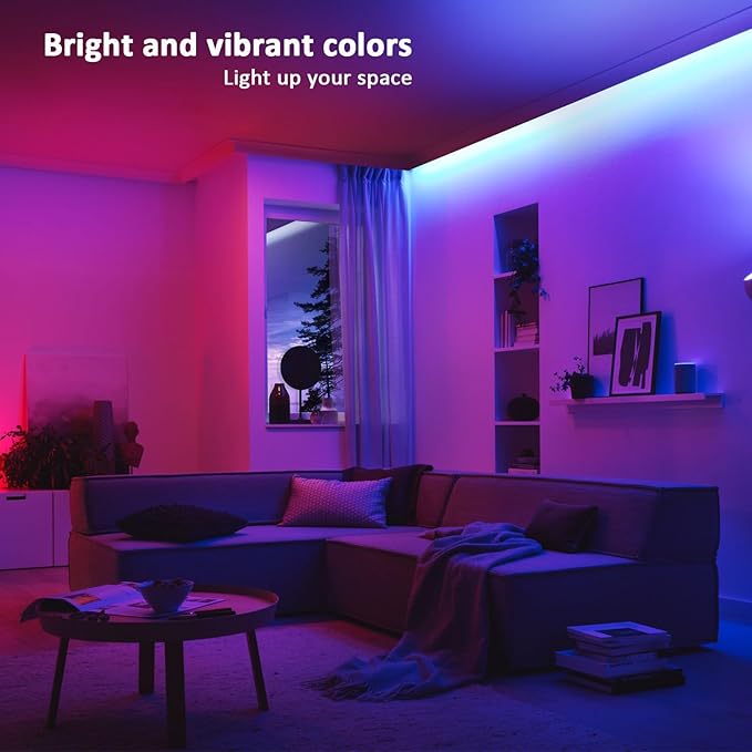 JOYLIT 32.8FT COB RGB LED Strip Lights 24V 8400LEDs High Density Dotless Super Bright IP20 Non Waterproof LED Tape 14W/M Dimmable Color Changing Light Strip for Home, Commercial (LED Strip Only)