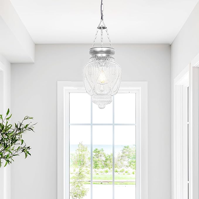 Modern Pendant Light, Brushed Nickel Pendant Light for Kitchen Island, Adjustable Hanging Ceiling Light Fixture, Large Farmhouse Pendant Kitchen Island Lighting for Dining Room Bedroom Bar Office
