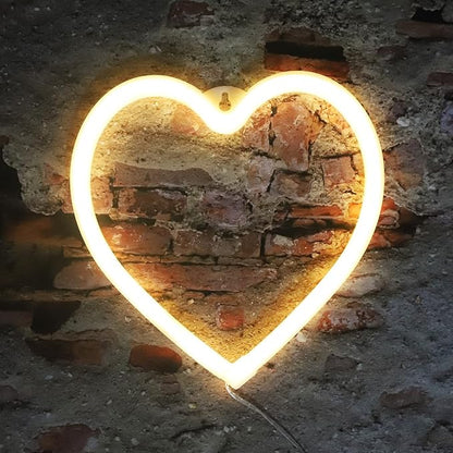 Heart Neon Lights Christmas Decorations, Love Shaped Lamp USB/Battery Operated Night Lights for Gift, Bedroom, Wall, Festival, Party, Valentine’s Day Decor-Heart(Warm White)