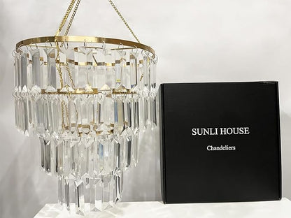 Modern Chandelier Shade - Gold Faux Chandeliers Light Fixture - Pendant Ceiling Lampshade for Girls Bedroom - Size W9.84 X H11