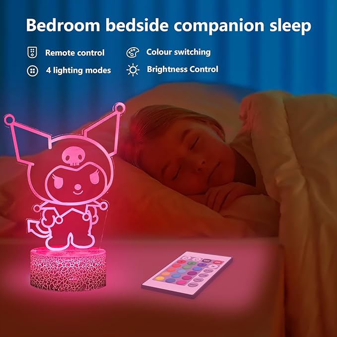 16 Colors Night Light 3D Illusion Table Lamp with Touch & Remote Control LED Lamp Kawaii Anime Led Light Cute Desk Lamp for Artwork Decor Christmas Halloween Birthday Decoration Gifts