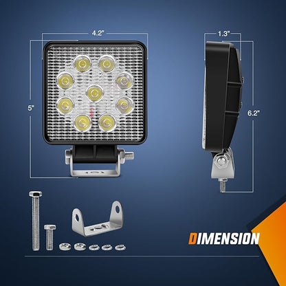 Nilight 2PCS 27W Spot Led Off Road Lights Super Bright Driving Fog Light Boat Lights Driving Lights Led Work Light s for Truck ATV SUV Boat