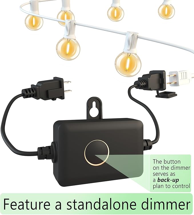 Outdoor-String-Lights-Patio-LED-Light-Outside 75FT Waterproof Light with Remote Dimmable 75 G40 Shatterproof Bulb Connectable Hanging Outdoor Lighting for Backyard Porch Party 12 inch Bulb Apart