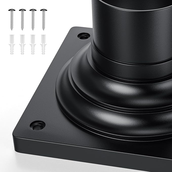 Outdoor Post Light Mounting Base 2 Packs, Matte Black Finish Traditional Base Mount, Waterproof Anti-Rust Cast Aluminum Pier Mount Base, 6" L x 6" W x 4.5" H