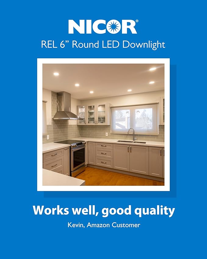 LED Downlight - Ultra-Thin 6 inch LED Recessed Light with Junction Box - 3000K, 902 Lumens, 11.8W, 120V, Dimmable LED Lights - REL6 Edge-Lit LED Ceiling Light, Bronze by NICOR Lighting