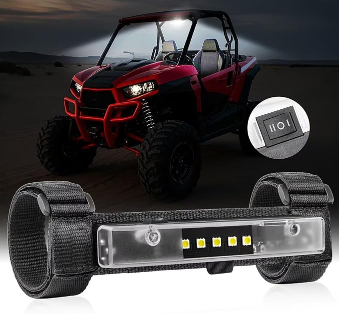 UTV Interior Dome Light, FASTCHOY AUTO Universal Roll Bar Mount LED Interior Lights Roll Cage Light for UTV ATV SXS RZR Polaris Can-Am Golf Cart Talon Truck Off Road Vehicle - White