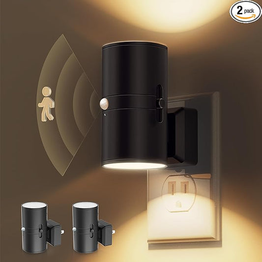 L LOHAS LED Motion Sensor Night Light, Dimmable Night Lights Plug into Wall, Plug in Nightlight, Motion Sensor Light Indoor for Bathroom Hallway Bedroom Stairs Kids Elderly [3000K,2 Pack]