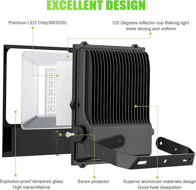 240W LED Stadium Light Flood Light LED Tennis Court Lights ETL Listed 33600LM 5000K IP65 Waterproof Basketball Court Lights Outdoor AC 100-277V