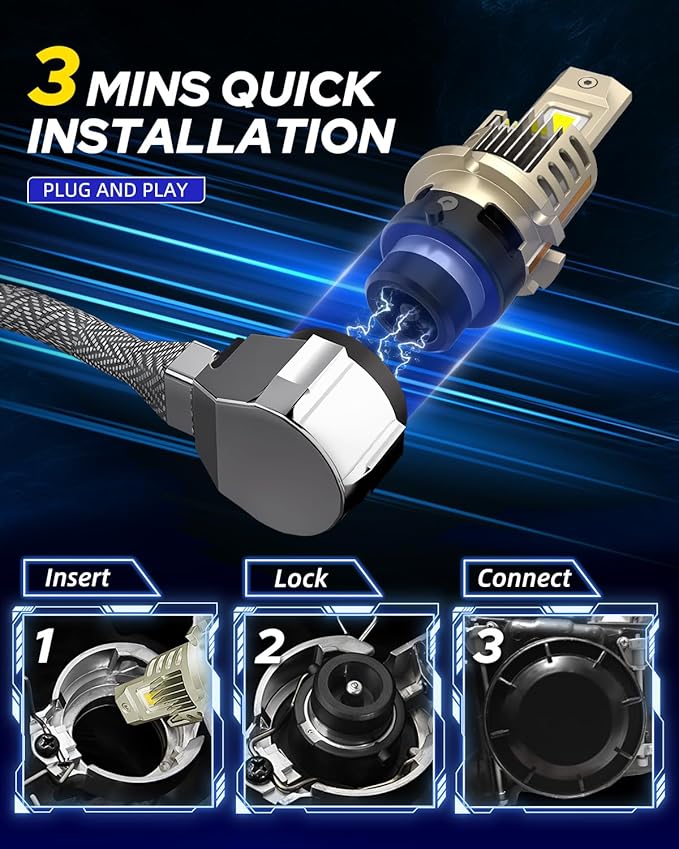 AUTOONE D4S Bulb, 60000LM LED Bulb, 3 Min Quick Install, 20 Years Lifespan, No Flicker