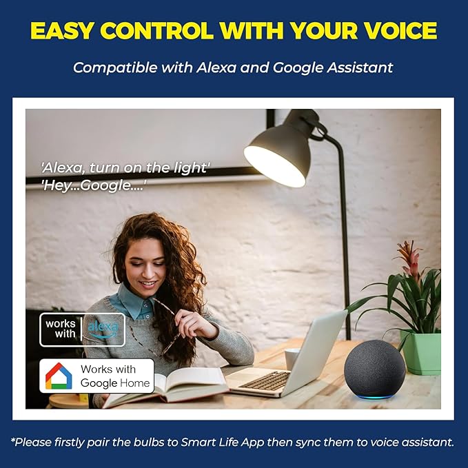 Lightinginside Smart Light Bulbs 100W Equiv., 1350LM 11W Smart Bulb Works with Alexa/Google Home/SmartLife, A19 E26 RGBCW Color Changing, No Hub Required, 2.4G WiFi Light Bulbs, ETL Listed, 4PCS
