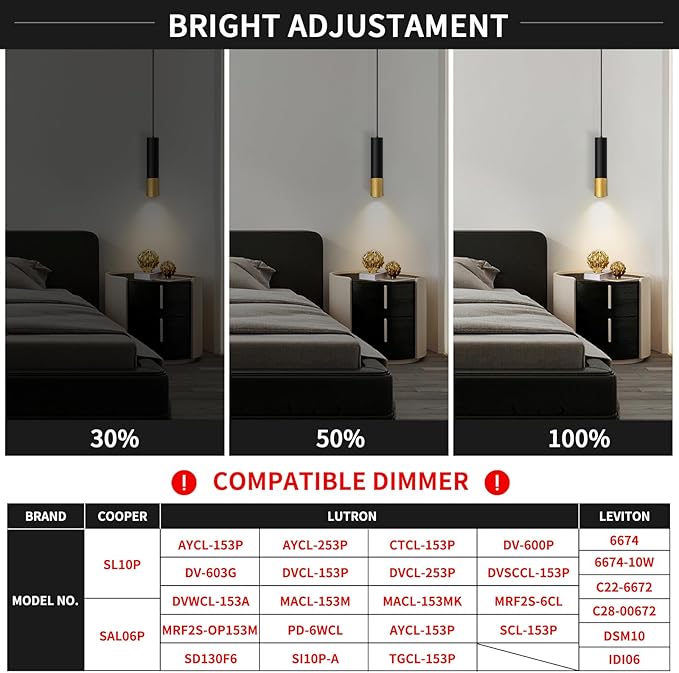 OKELI Modern Pendant Light,LED Black and Glod Pendant Lights Fixtures,3 Color Pendant Lighting for Kitchen Island, Bar,15W,2700K-6000K,ETL