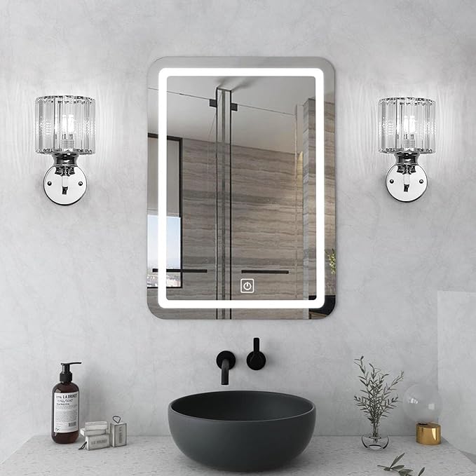Hardwired Crystal Wall Sconces, Modern E27 Wall Lights, Silver Round Finish Wall Lamp for Living Room Bedroom Dining Room Hallway Entryway (Silver Round)