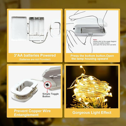 Aogist LED Fairy Lights, 16 ft 50 LEDs Firefly Lights Battery Operated String Lights for Bedroom DIY Mason Jar Wedding Party Halloween Christmas Festival Decoration (2, Warm White)