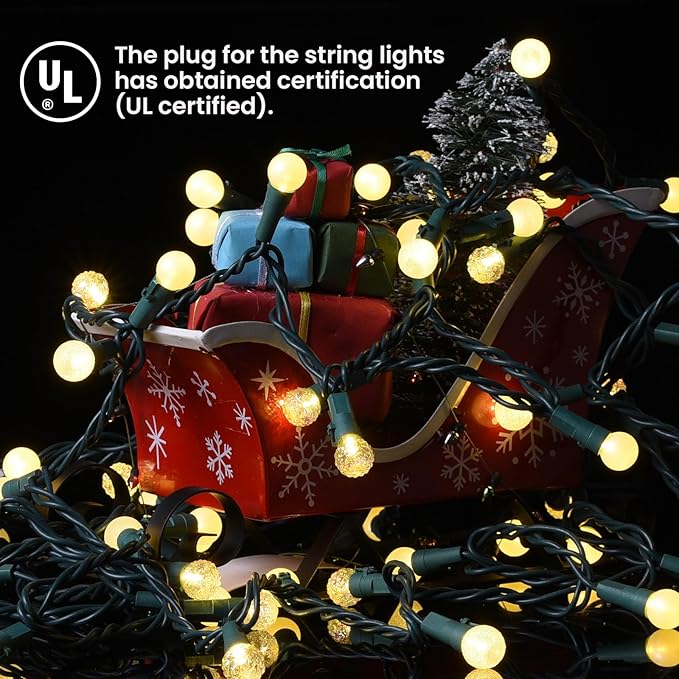 200 LED Globe String Lights 67FT Warm White Twinkle Fairy Lights Plug in with Glass G15 Bulbs UL Listed Connectable String Lights for Bedroom Patio Garden Wedding Christmas Valentine Decor