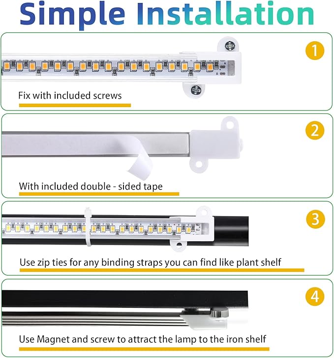 Grow Light Two Heads, Strip Growing Lamp, Full Spectrum Plant Light Strips for Indoor Plants with Auto ON/Off Timer & 4 Dimmable Levels, Led Growth Lamp for Green House Hydroponics Succulent