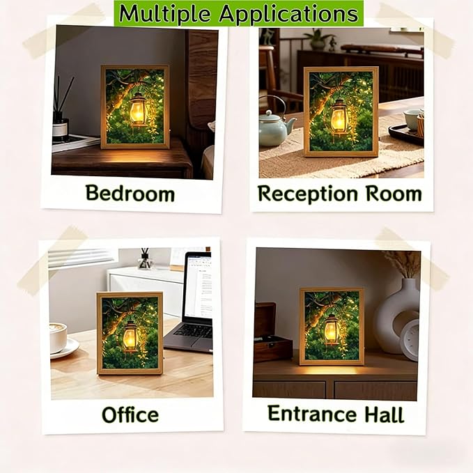 Rechargeable Table Lamp Lighted Painting, Novelty Night Light for Bedroom, Dynamic LED Touch Lamp for Nightstand, 3-Color Dimmable Decorative Light for Home Decor, Gift for Women Kid Mom