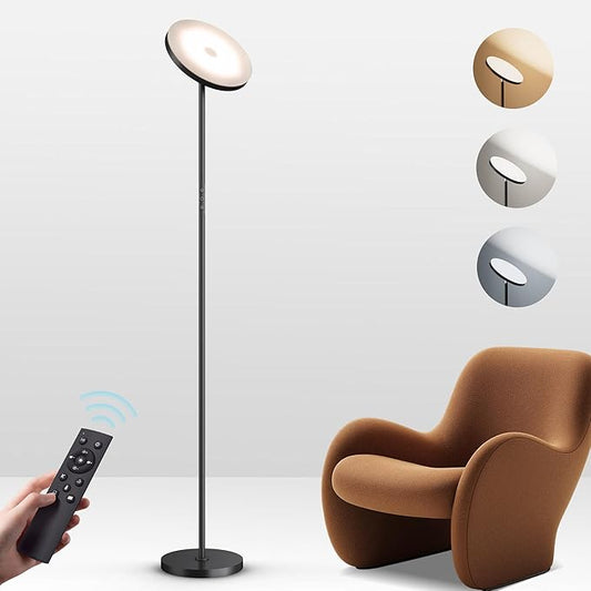 OHLUX Floor Lamps for Living Room, Bright LED Standing Lamp with Remote, Modern Color Changing Tall Lamp with Stepless Dimming, 69" Corner Floor Lamp for Bedroom, Office, Black