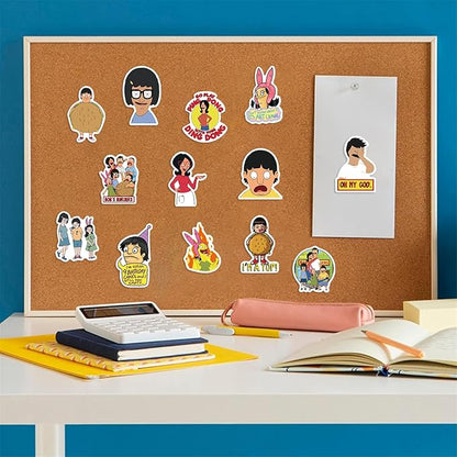 50pcs Bob's Burgers Stickers for Teens Adult, Waterproof Vinyl Cartoon Movie Decal for Water Bottle Skateboard Guitar Travel Case Bike Laptop,Car Bumper,Luggage,Phone (bob)