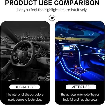 Car LED Strip Light, 12V 24 LED Interior Atmosphere Lights Under Dash Ambient Night Light, Universal Auto Interior Decorative Lamp with USB Port, Truck SUV Car Accessories (Blue, USB)
