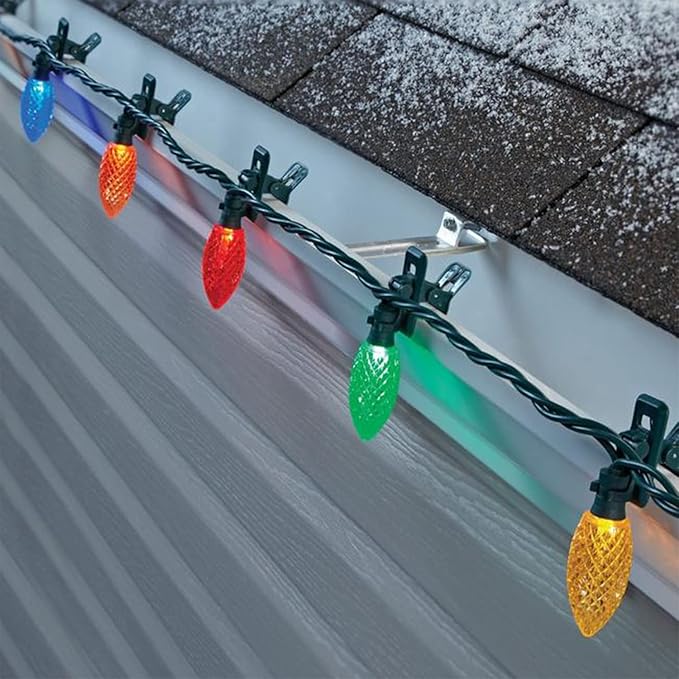 NOMA C9 LED Quick Clip Christmas Lights | Built-in Clip-One String Lights | 24 Multi-Color Bulbs | 16inch Foot Strand