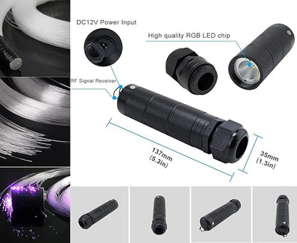 AZIMOM Car Use 6W RGBW 150pcs 0.03in 6.5ft Fiber Optic Lights Starlight Ceiling Light Kit End Glow Optic Cable Music Mode APP Remote Sensory Lighting Indoor Home Headliner Decoration