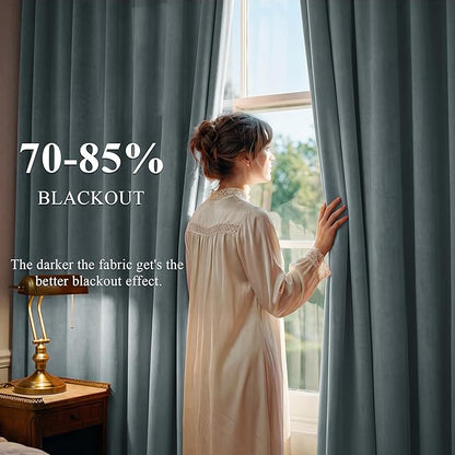StangH Super Soft Stone Blue Velvet Curtains Light Blocking for Kids Bedroom, Vertical Privacy Panels Temperature Balance for Home Office Soundproof for Study/Hallway, W52 x L102, 2 Pieces