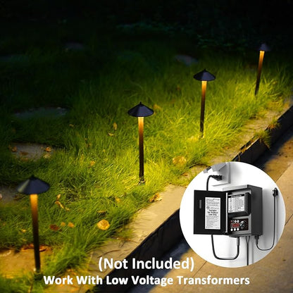 Pathway Lights 6PK Low Voltage Outdoor Landscape Lighting 10W 25 Lumen 2700K 12V AC Path Lights Warm White Light with G4 Bulb Connector Spike Stake for Garden Yard Driveway