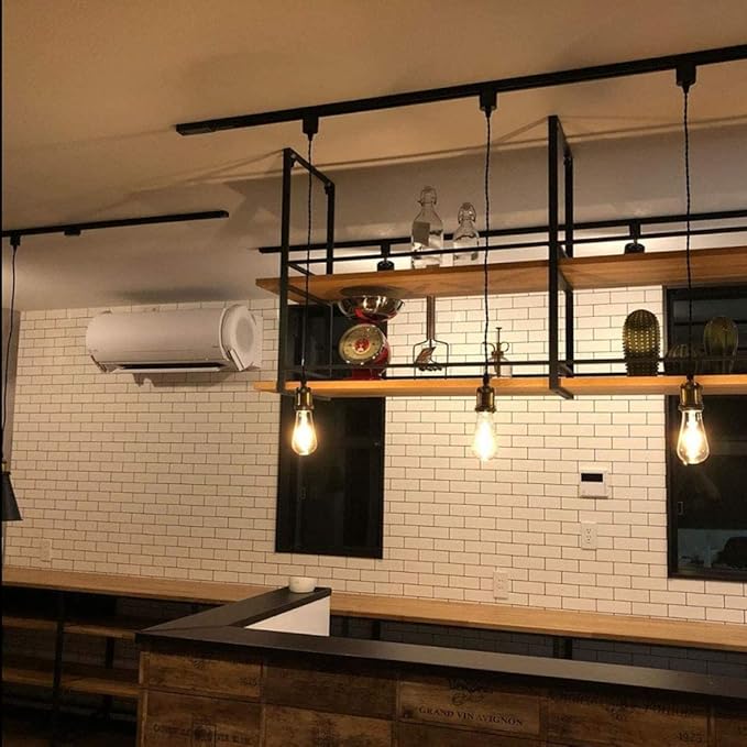 Kiven 3-Light H-Type Wire Track Light Pendants, 11.8 Inch Cord Length Black Weave Rope, Restaurant Chandelier Decorative Pendant Light Industrial Factory Pendant Lamp 3 Pack,Bulb Not Included（Gold）