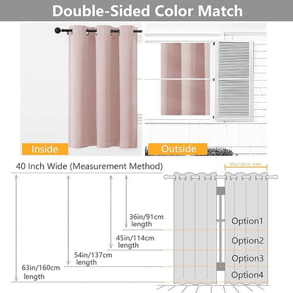 Simplebrand Blush Curtains for Bedroom 63 Inch Length 2 Panels Set, Room Darkening Thermal Insulated Energy Saving Curtains for Nursery, Grommet Solid Soft Window Treatment Drapes, W40 x L63